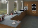 Einbauküche in Eiche massiv mit Granitarbeitsplatte