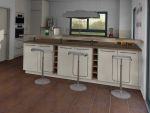 Einbauküche in Vanille mit Corian Arbeitsplatte